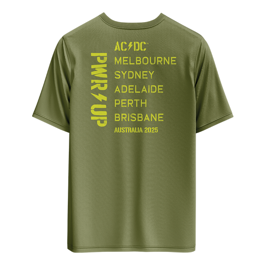 Olive Green Logo PWR UP Tour T-Shirt