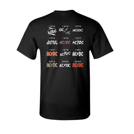 AC/DC 50 Years of Logos T-Shirt