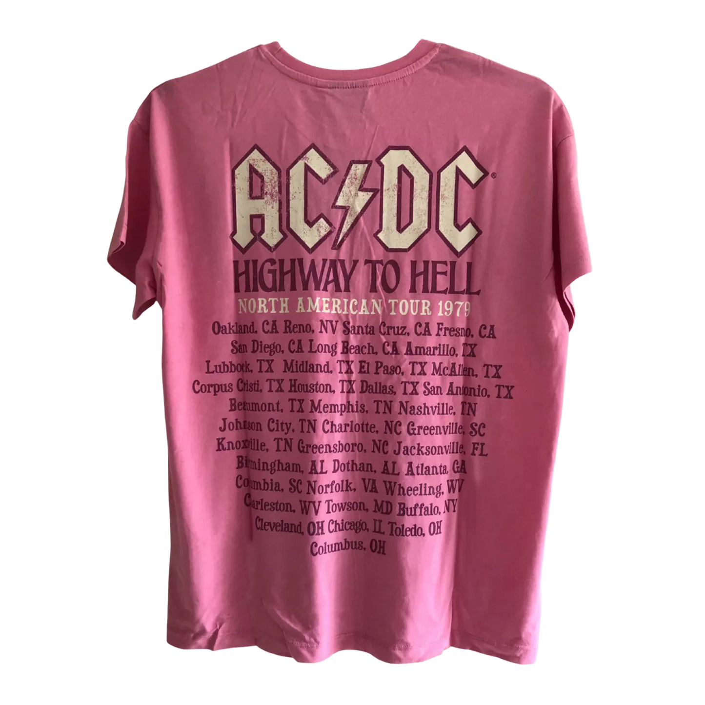 AC/DC Highway To Hell North American Tour 1979 Pink T-Shirt