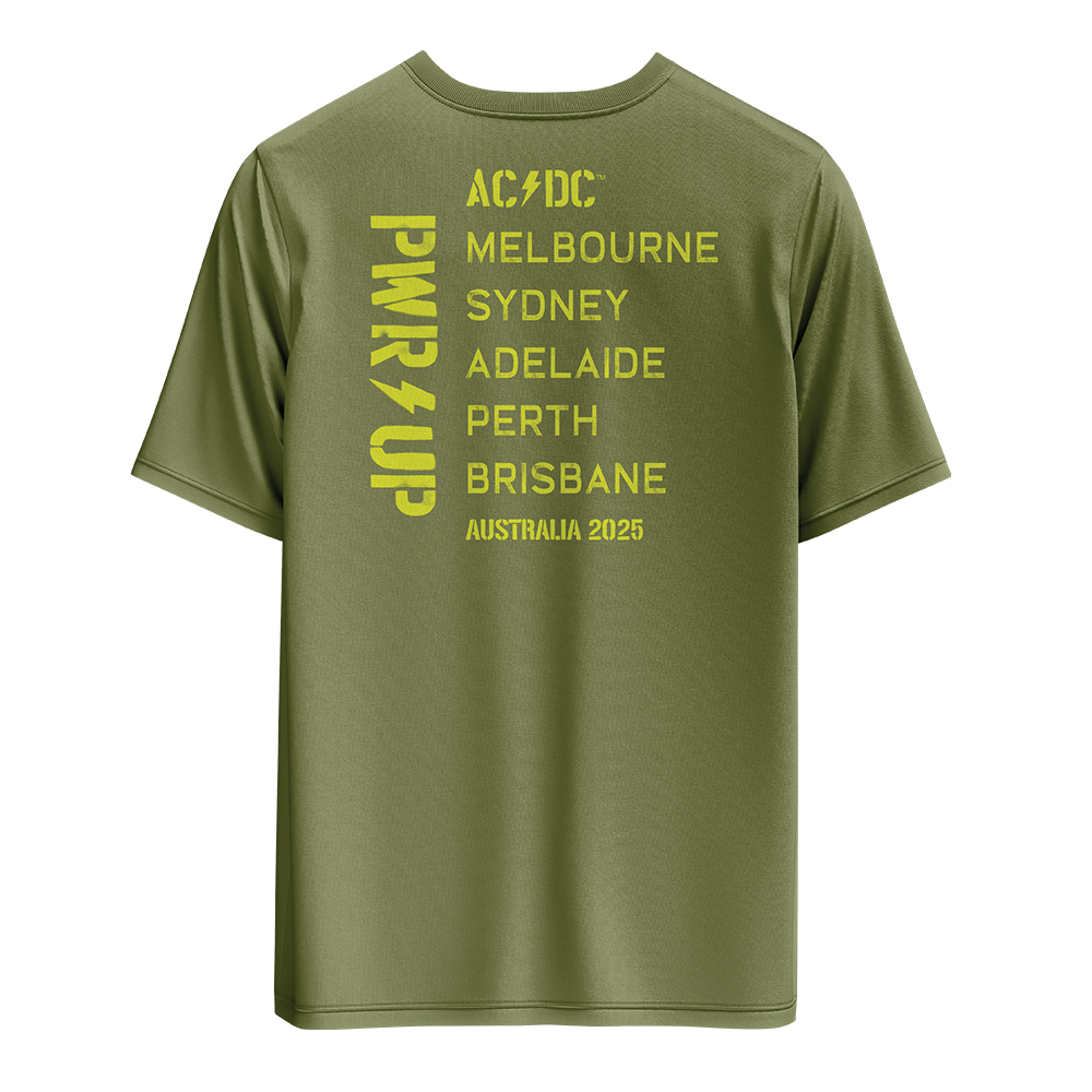 Olive Green Logo PWR UP Tour T-Shirt