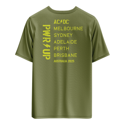 Olive Green Logo PWR UP Tour T-Shirt