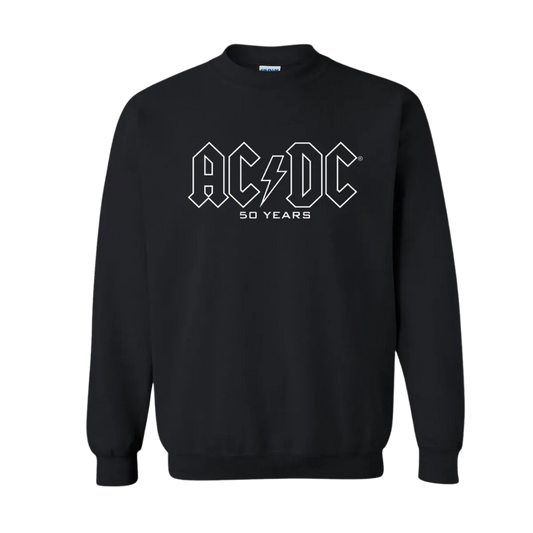 AC/DC 50 Years Classic Logo Black Crewneck Sweatshirt