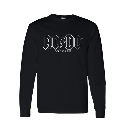 AC/DC 50 Years Classic Logo Black Long Sleeve T-Shirt