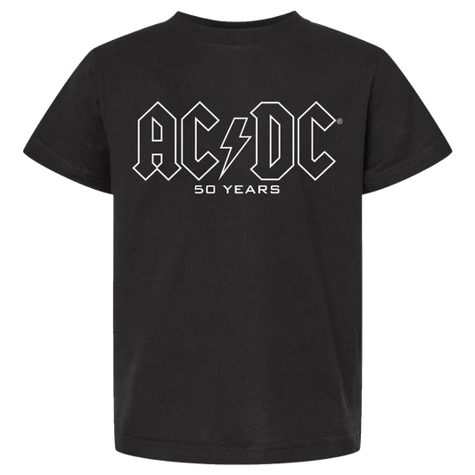 AC/DC 50 Years Classic Logo Kids Black T-Shirt