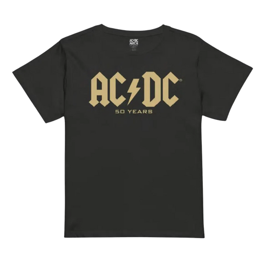 AC/DC 50 Years Logo Ash Black T-Shirt