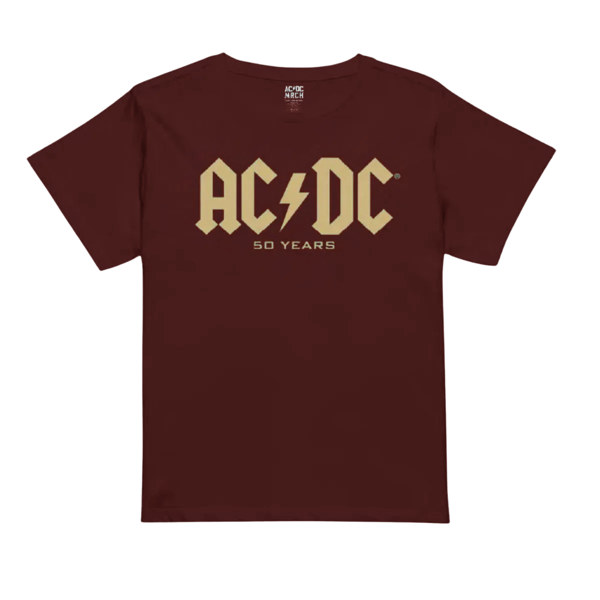 AC/DC 50 Years Logo Burgundy T-Shirt