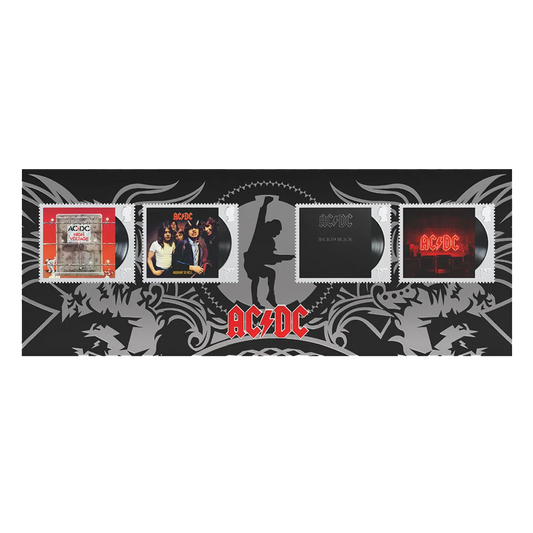 AC/DC Albums Platinum Stamps Souvenir Sheet from Royal Mail