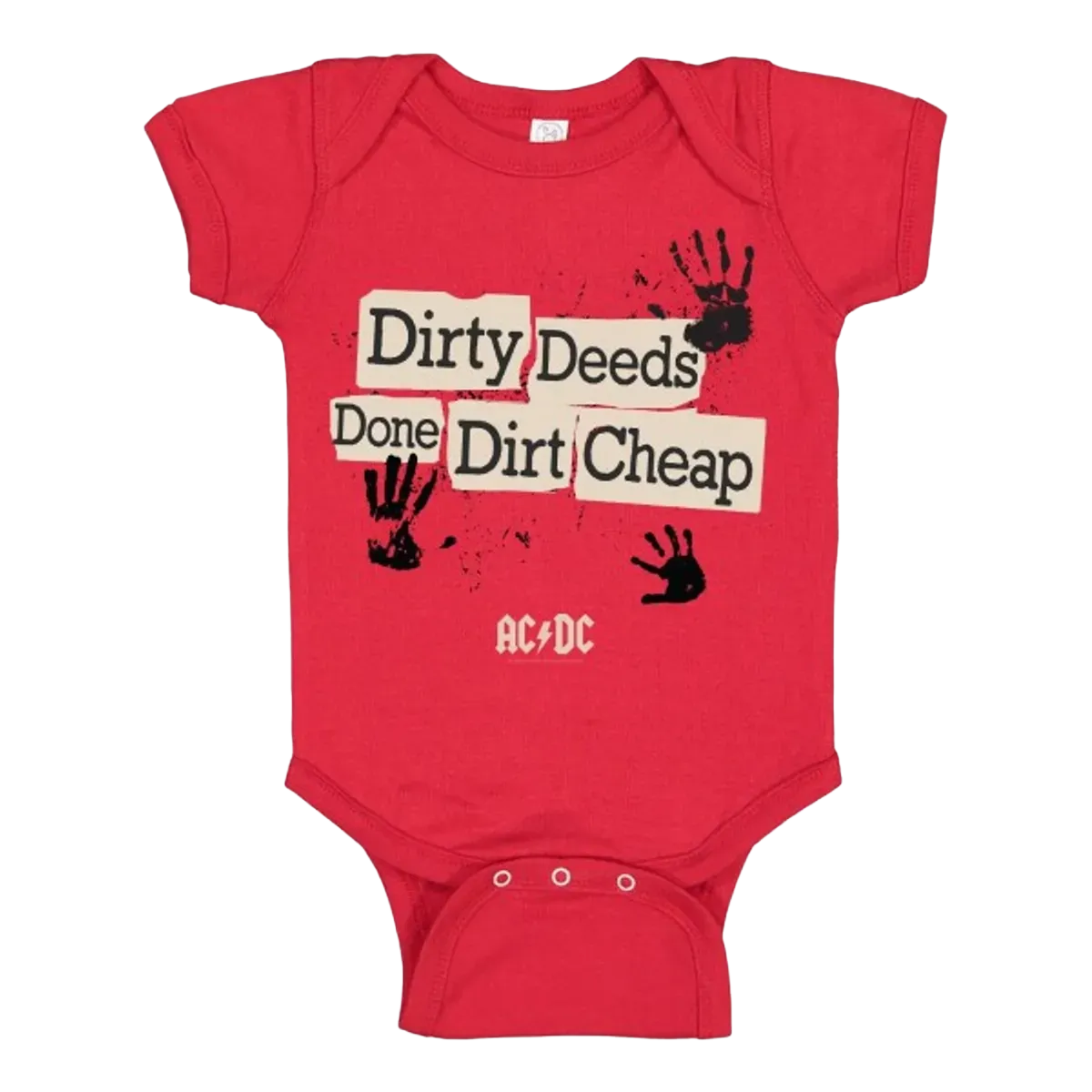 AC/DC Dirty Hands Newborn/Infant Red Onesie