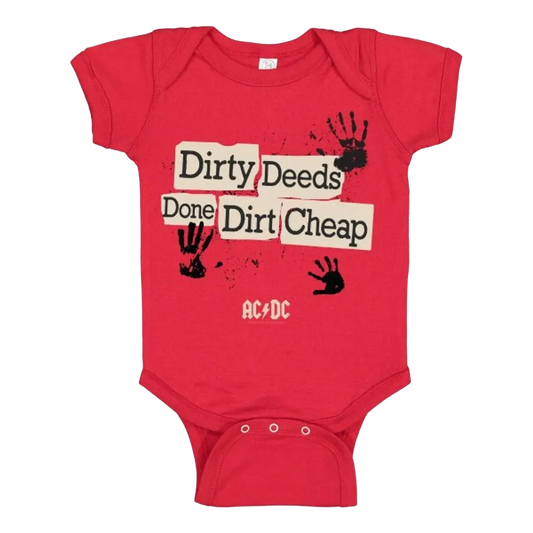 AC/DC Dirty Hands Newborn/Infant Red Onesie