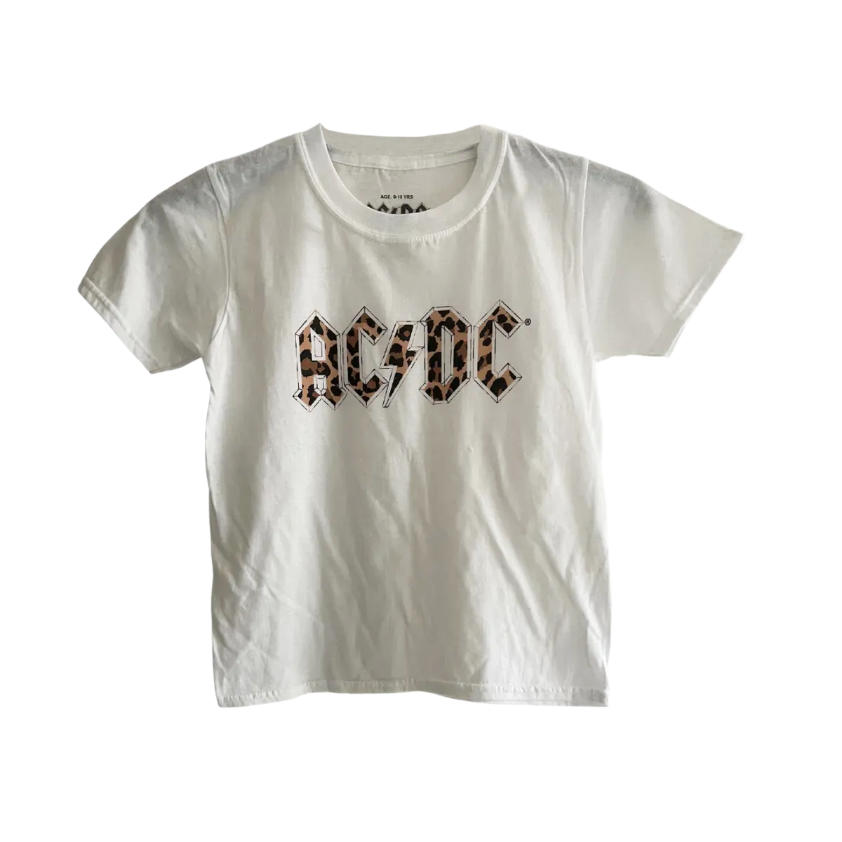AC/DC Kids Leopard Print White T- Shirt