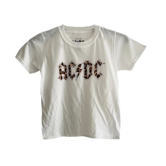 AC/DC Kids Leopard Print White T- Shirt
