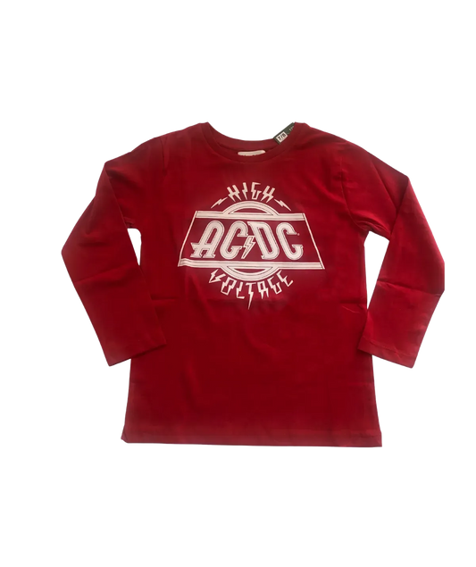 AC/DC Kids Red High Voltage Long Sleeve Top