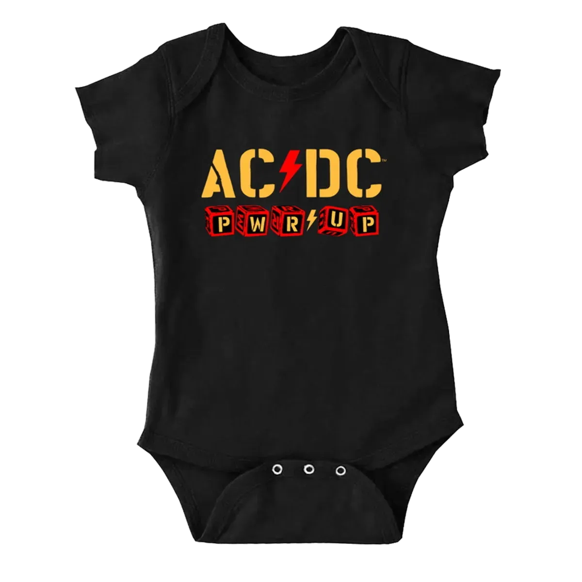 AC/DC POWER UP - Horizontal Blocks Newborn/Infant Black Onesie