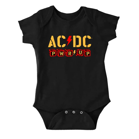 AC/DC POWER UP - Horizontal Blocks Newborn/Infant Black Onesie