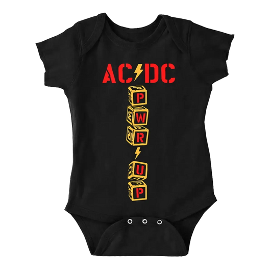 AC/DC POWER UP - Vertical Blocks Newborn/Infant Black Onesie