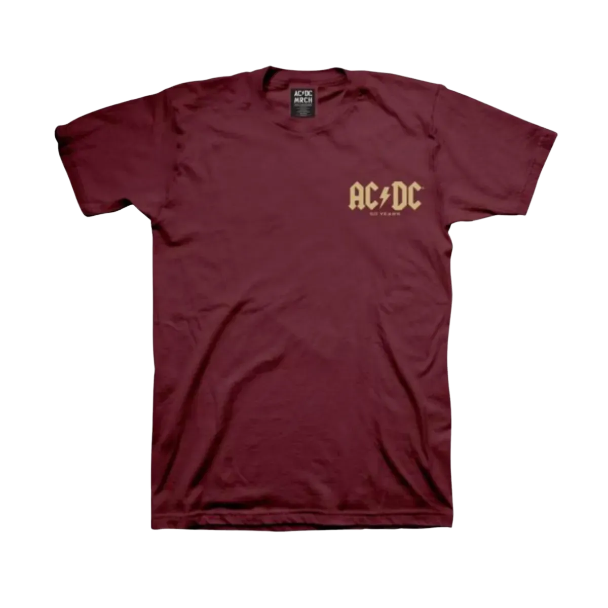 AC/DC Small 50 Years logo Burgundy T-Shirt
