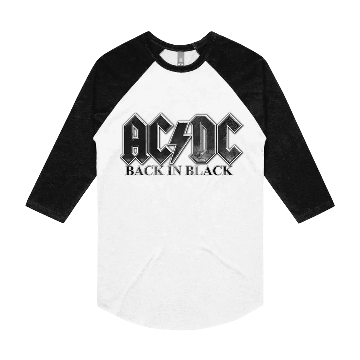 Back in Black Charcoal Logo White Raglan T-shirt