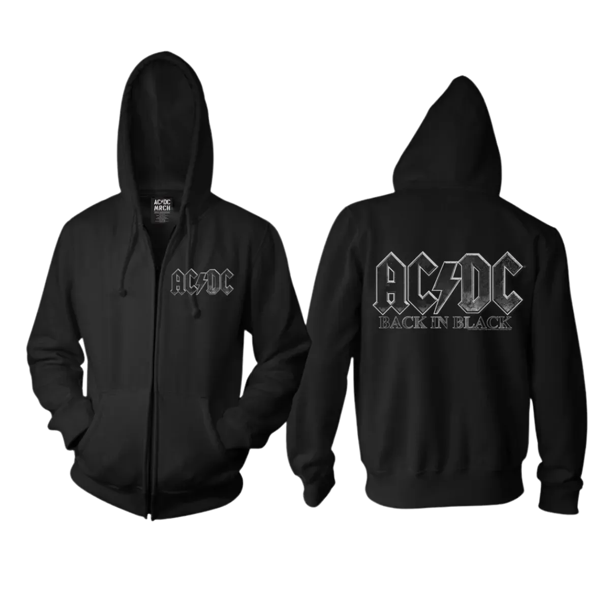 Back in Black Logo Black Zip Hoodie