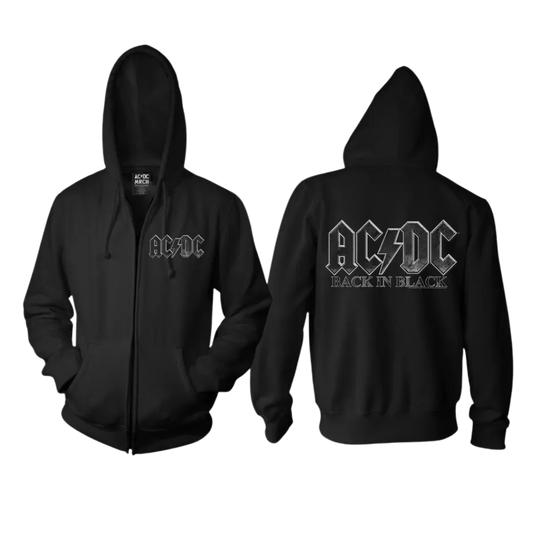 Back in Black Logo Black Zip Hoodie