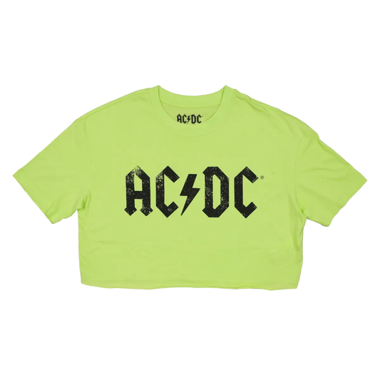 Black Logo Ladies Lime Green Crop Top