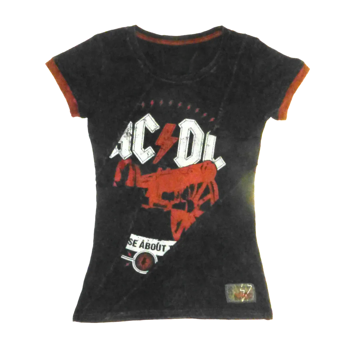 For Those About To Rock Distressed Black Ladies T-Shirt