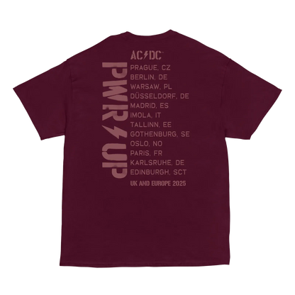 Maroon Logo PWR UP Tour T-Shirt