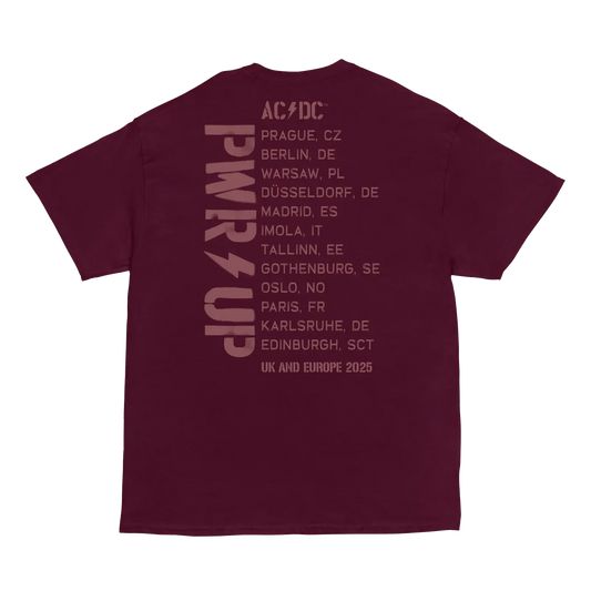 Maroon Logo PWR UP Tour T-Shirt