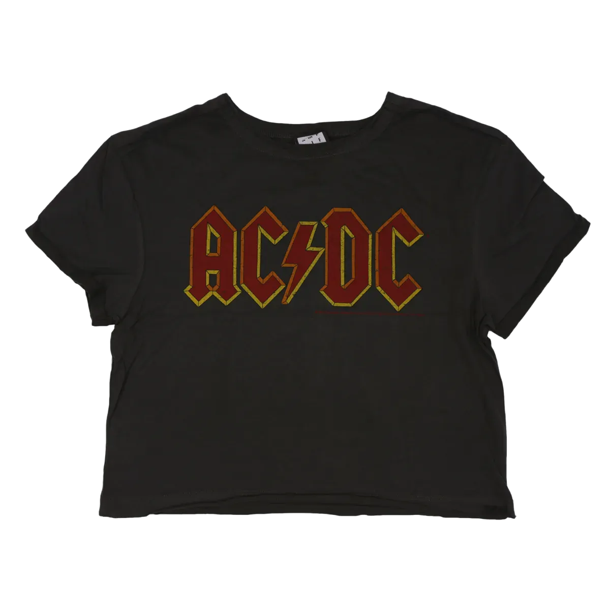 Red/Yellow Logo Charcoal Ladies Crop Top