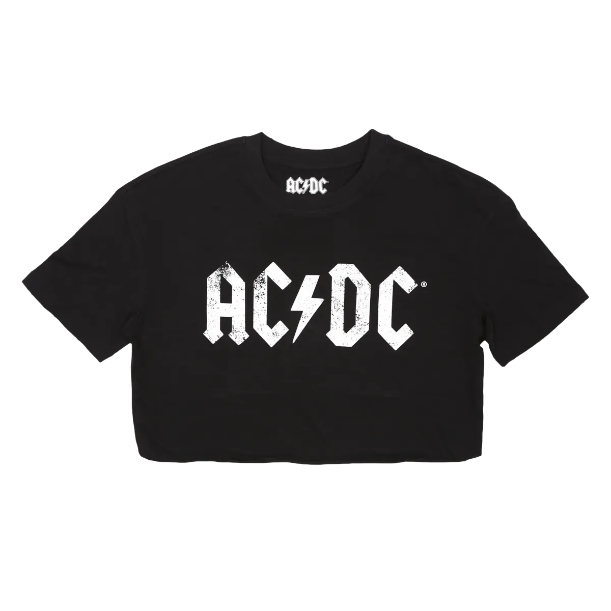 White Distressed Logo Ladies Crop Top